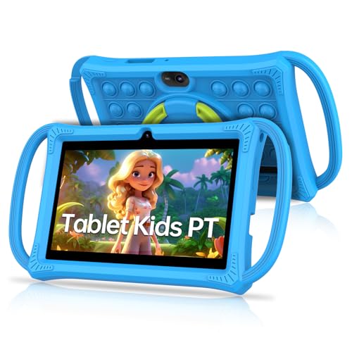 PRITOM Kids Tablets 7 inch, 32 GB,Perfect Size for Toddler Tablet with Un-Zipped Case, WiFi, Dual Camera, Education, Games, Kids Software Pre-Installed, Parental Control (Blue) - Image 1