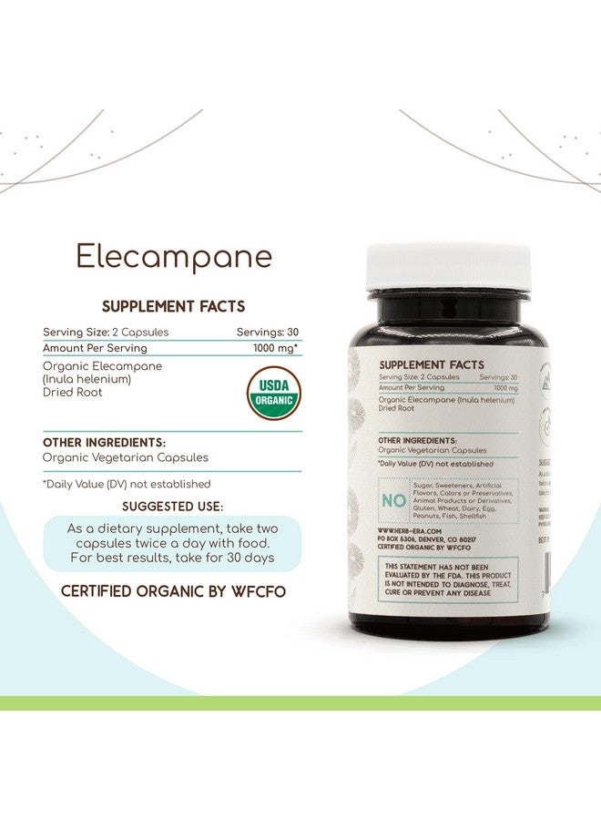 HerbEra Elecampane 60 USDA Organic Capsules, 500 mg, Made with Elecampane (Inula Helenium) Dried Root (60 Capsules) - Image 4