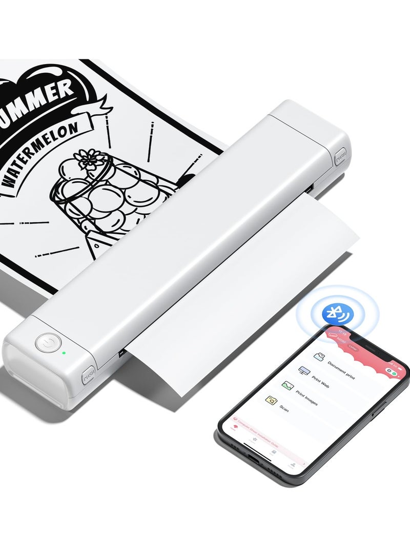 فوميمو طابعة حرارية محمولة للسفر M08F Letter بلوتوث بدون حبر متنقلة متوافقة مع هاتف Android iOS والكمبيوتر المحمول تدعم ورق A4 مقاس 8.26 بوصة × 11.69 بوصة - Image 1