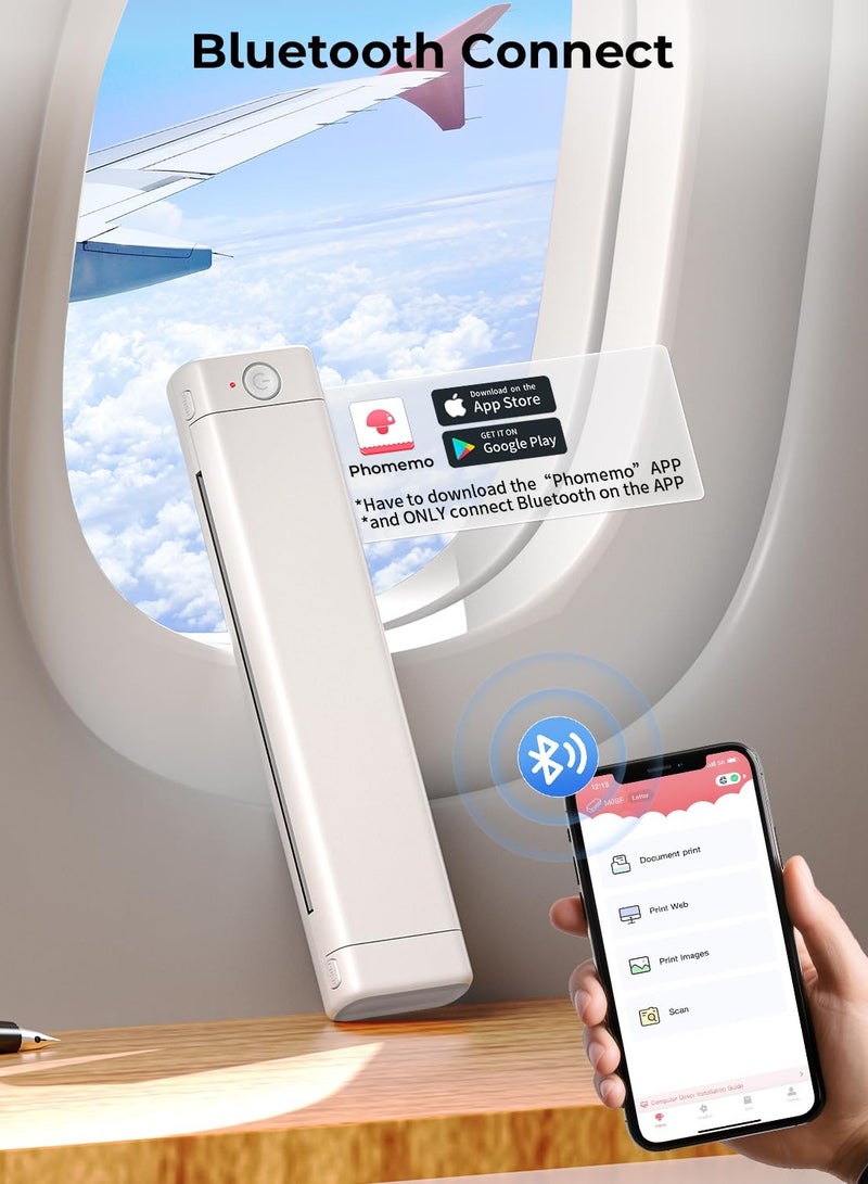 فوميمو طابعة حرارية محمولة للسفر M08F Letter بلوتوث بدون حبر متنقلة متوافقة مع هاتف Android iOS والكمبيوتر المحمول تدعم ورق A4 مقاس 8.26 بوصة × 11.69 بوصة - Image 3