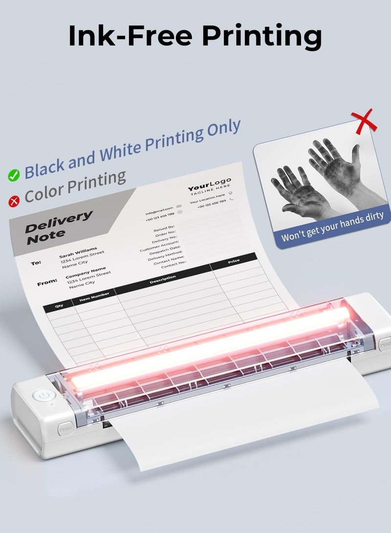 فوميمو طابعة حرارية محمولة للسفر M08F Letter بلوتوث بدون حبر متنقلة متوافقة مع هاتف Android iOS والكمبيوتر المحمول تدعم ورق A4 مقاس 8.26 بوصة × 11.69 بوصة - Image 5