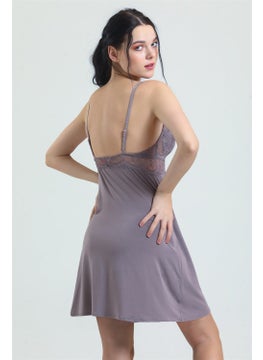 Magic Form 3778 Women's Lace Modal Rope Strap Nightgown-Zinc  - Image 2