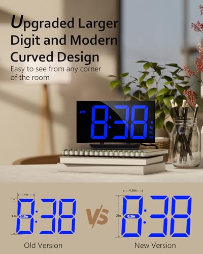 GOLOZA Upgraded Digital Alarm Clock for Bedrooms, Digital Clock with Customizable Night Mode, 5 Levels Brightness+Off, 2 Volume, 3 Alarm Tones, Snooze, USB Charging Port, Power-Off Memory, 12/24H/DST - Image 2