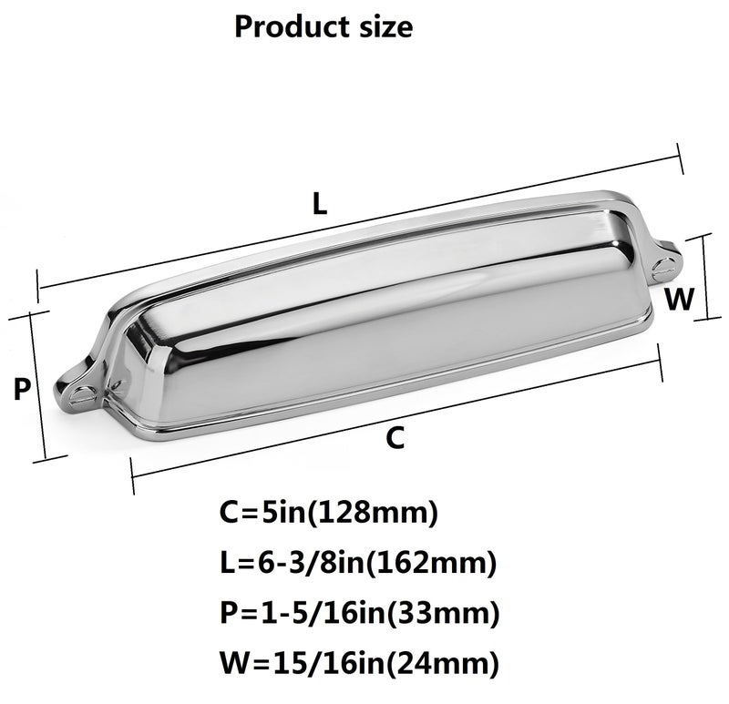 Khtumeware 10 Pack 5 Inch(128 Mm) Drawer Pulls Polished Chrome Cabinet Cup Pulls Cabinet Hardware Kitchen Cabinet Handles Bin Cup Pulls For Kitchen Cabinets. - Image 4