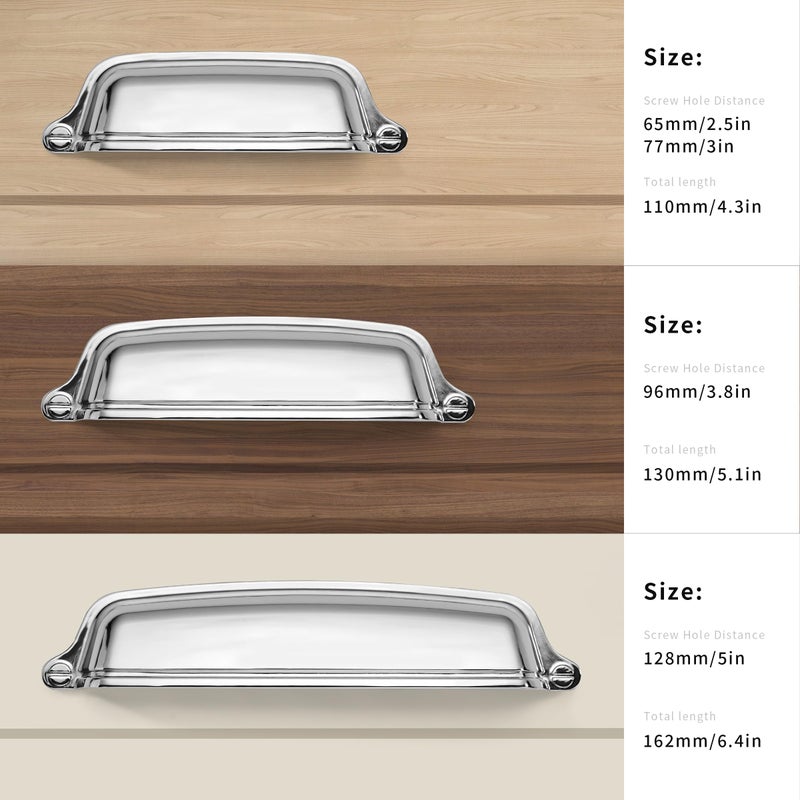 Khtumeware 10 Pack 5 Inch(128 Mm) Drawer Pulls Polished Chrome Cabinet Cup Pulls Cabinet Hardware Kitchen Cabinet Handles Bin Cup Pulls For Kitchen Cabinets. - Image 2
