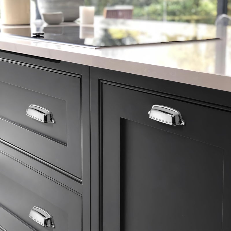 Khtumeware 10 Pack 5 Inch(128 Mm) Drawer Pulls Polished Chrome Cabinet Cup Pulls Cabinet Hardware Kitchen Cabinet Handles Bin Cup Pulls For Kitchen Cabinets. - Image 3
