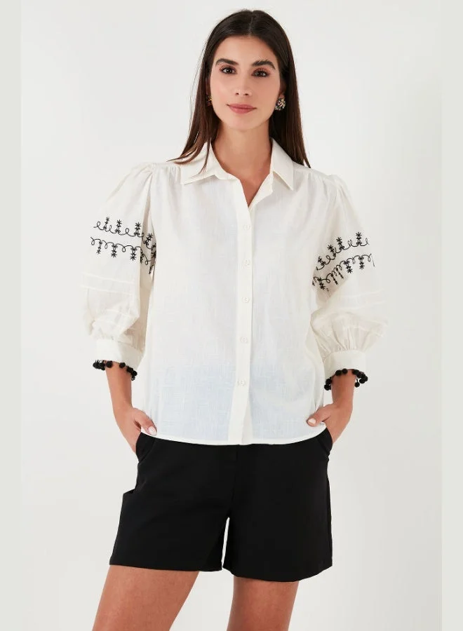 Lela  Lela Cotton Regular Fit Balloon Sleeve Shirt Women's SHIRT 611GO0302 for Women | Best Price UAE