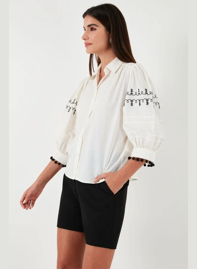Lela  Lela Cotton Regular Fit Balloon Sleeve Shirt Women's SHIRT 611GO0302 for Women | Best Price UAE