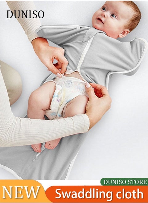 Baby Swaddle Wrap，BABY Sleep Sack, Baby Sleeping Bag With Arms，Newborn Swaddle Blanket Wrap 2 Way Zipper Unise，100% Organic Cotton，Suitable For 3-6 Months Baby