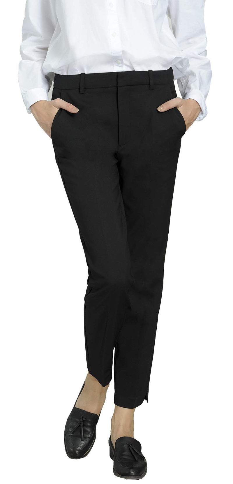Marycrafts Women's Work Ankle Dress Pants Trousers Slacks (6, Black) - Image 2