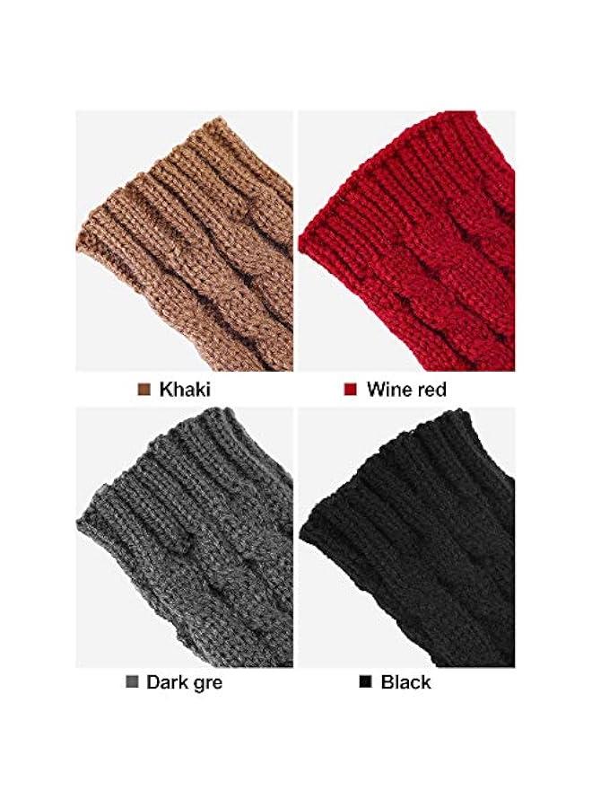 4 Pairs Women Long Fingerless Gloves Winter Mitten Arm Gloves with Thumb Hole (Color Set 2, Short Type) - Image 2