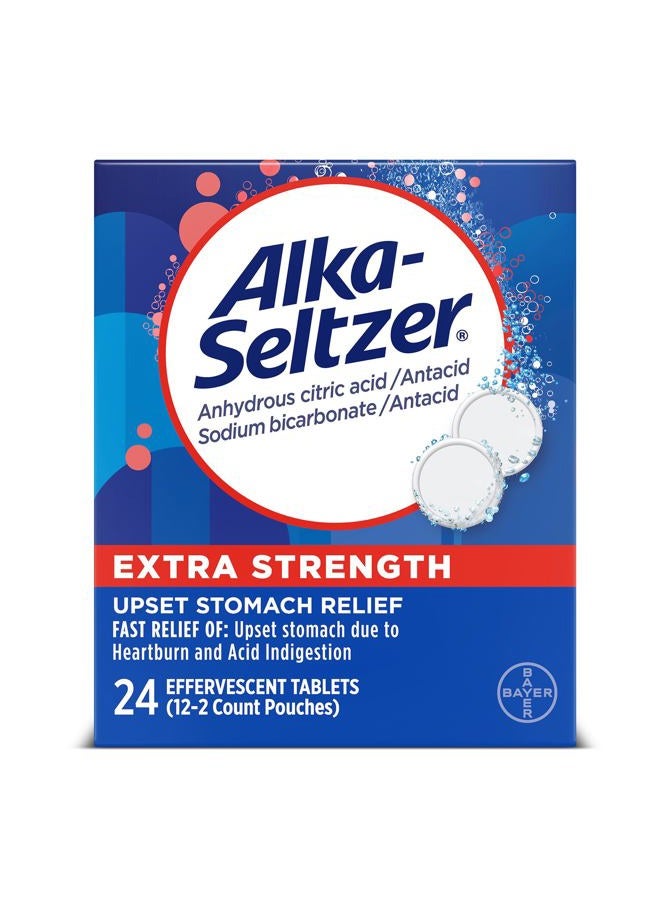 Alka-Seltzer Extra Strength Heartburn Relief Effervescent Antacid Tablets, Fast Indigestion Relief, 24 Ct - Image 1