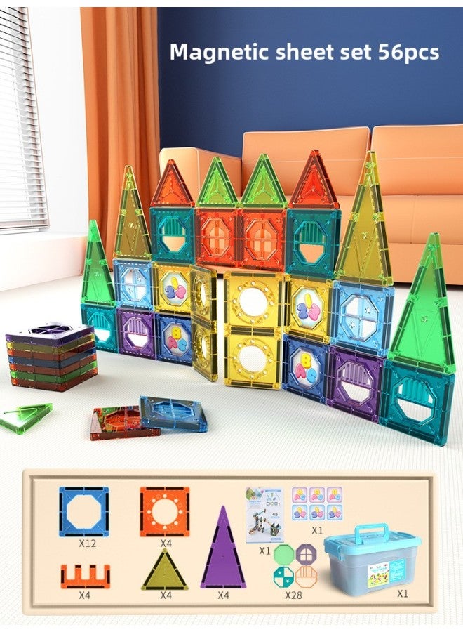 Cross-border Color Window Building Blocks Assembled Magnetic Pieces For Children Smart Magnetic Pipe Building Blocks Assembled Castle Toy Belt Storage