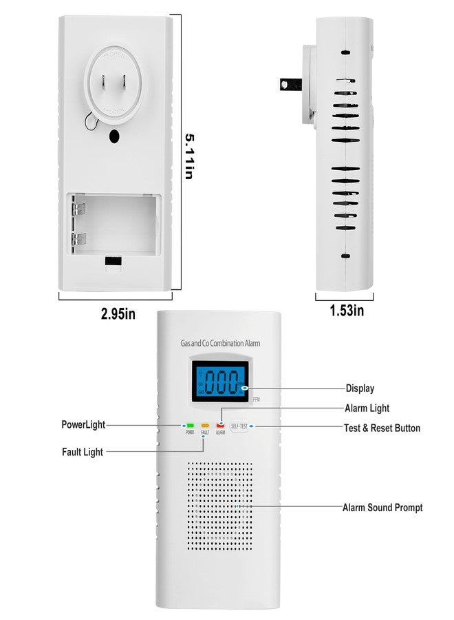 Hembisen Combination Gas & Carbon Monoxide Detectors - Plug in Carbon Monoxide Alarm & Natural Gas Detector for Home, 2-in-1 Co Detector & Combustible Gas Detector with Digital Display, Easy to Install - Image 2