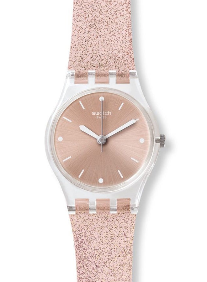 Swatch ساعة يد نسائية مقاومة للماء بحركة كوارتز وردية لامعة - 47 مم - Image 1