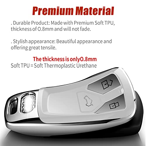 Tukellen for Audi Key Fob Cover, Special Soft TPU Key Case Cover Protector Compatible with Audi A4 Q7 Q5 TT A3 A6 SQ5 R8 S5 Smart Key (White) - Image 4