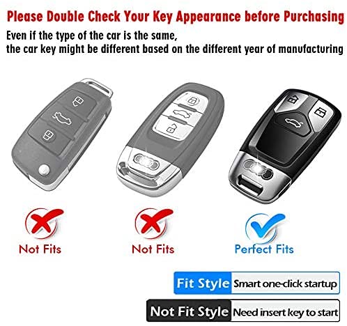 Tukellen for Audi Key Fob Cover, Special Soft TPU Key Case Cover Protector Compatible with Audi A4 Q7 Q5 TT A3 A6 SQ5 R8 S5 Smart Key (White) - Image 2