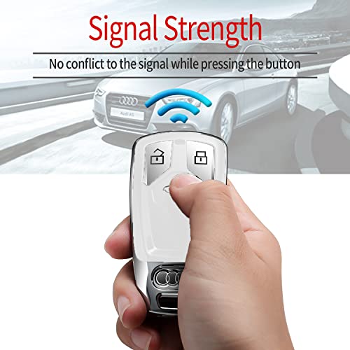 Tukellen for Audi Key Fob Cover, Special Soft TPU Key Case Cover Protector Compatible with Audi A4 Q7 Q5 TT A3 A6 SQ5 R8 S5 Smart Key (White) - Image 5