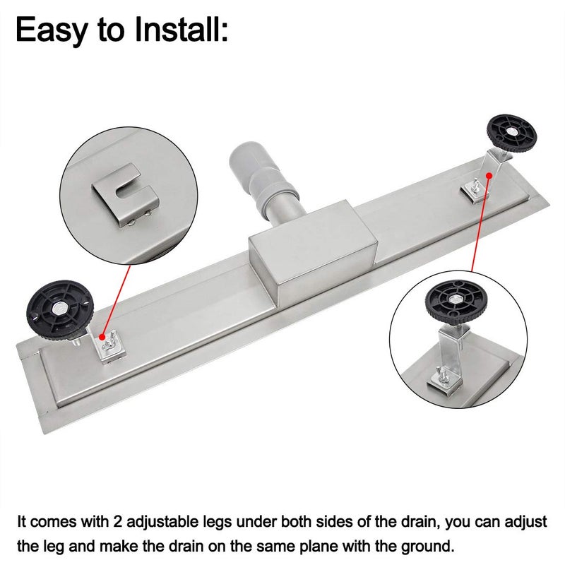 Signstek Linear Shower Drain - 60 cm, Tile Insert, 304 Stainless Steel Bathroom Linear Drain - Image 2