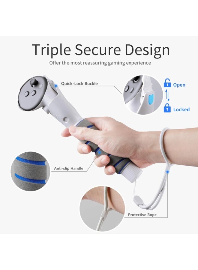 VR Extended Handle Grips for Meta Quest 3/3S | Triple Secure Design u0026 Mode Switch for Beat Saber/Gorilla Tag - Image 4