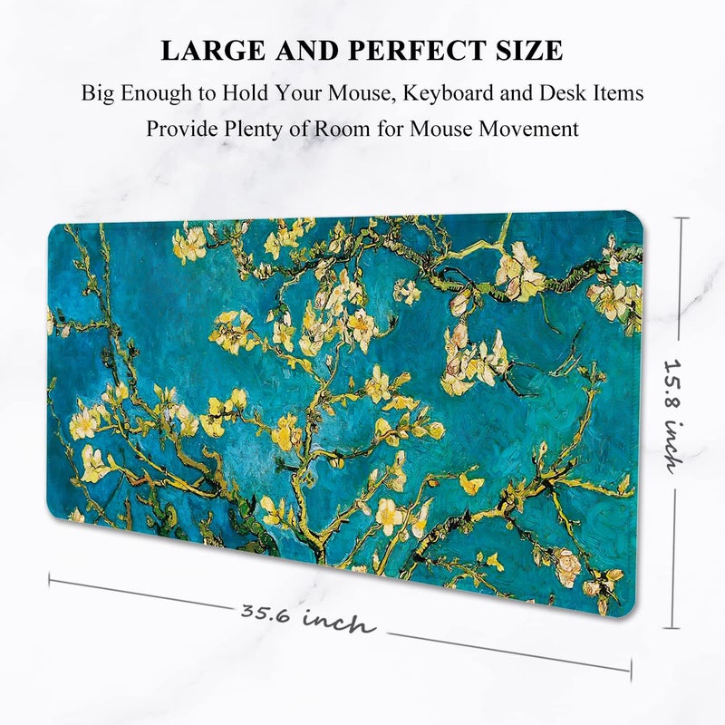 Van Gogh turquoise apricot tree plus size mouse pad (400 * 900 * 3mm) office computer keyboard notebook universal table mat - Image 2
