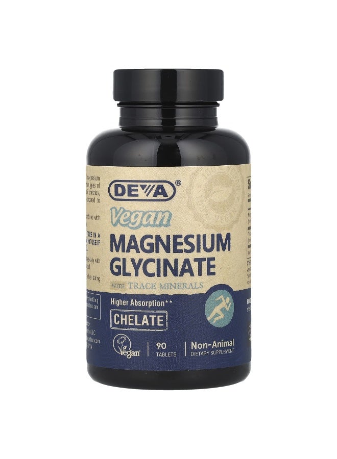 Deva, Vegan Magnesium Glycinate With Trace Minerals, 90 Tablets (Packaging may vary) - Image 1