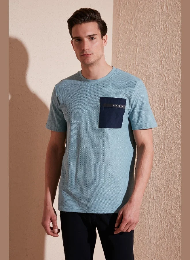 بوراتي تي شيرت رجالي قطن بقصة ضيقة وياقة دائرية مطبوع من بوراتي