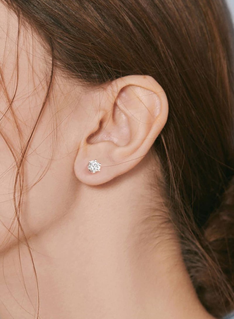 KASTWAVE Stud Earrings Set, Hypoallergenic Clear Cubic Zirconia 316L Earrings Stainless Steel CZ Earrings for Women for Men 3-8mm 6 Pairs - Image 4