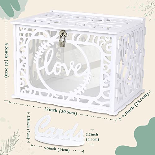 OurWarm DIY White Wedding Card Box with Lock and String Lights, PVC Hollow Card Box Graduation Card Box Perfect for Wedding Reception Anniversary, Baby Showers, Birthdays, Bridal or Baby Showers - Image 3