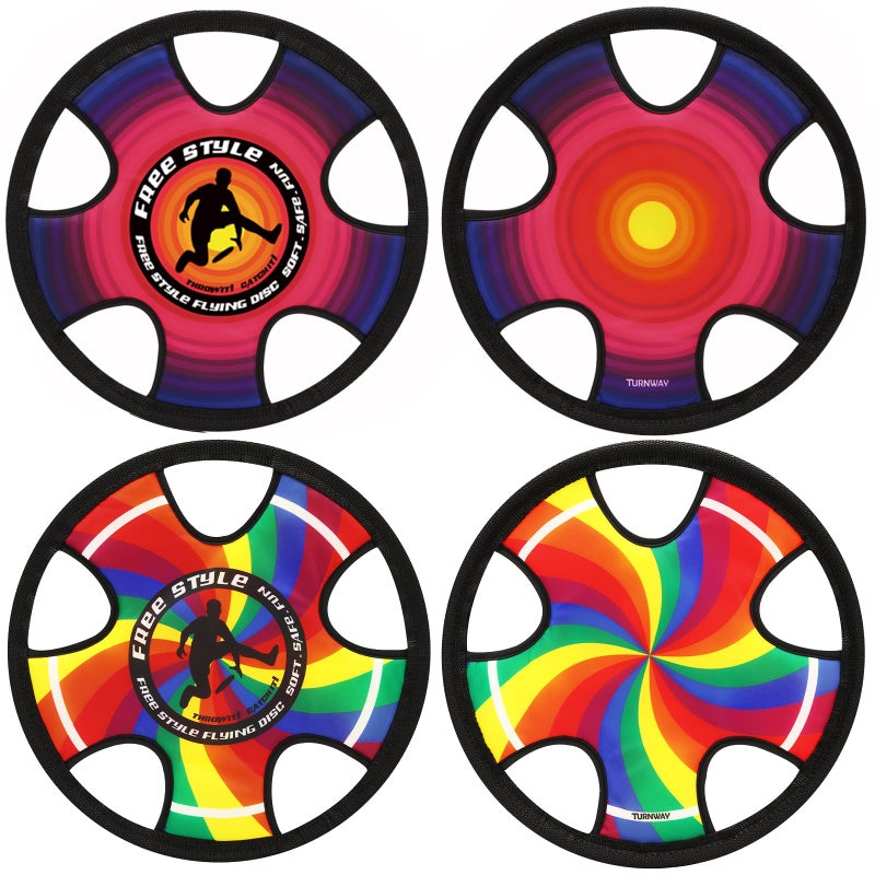 TurnWay Outdoor Two Soft Frisbee Throwing Disc Flying Disc Flying Saucer for Man and Woman in Yard Beach Lawn Camping Pool Hurricane Inkjet - Image 4