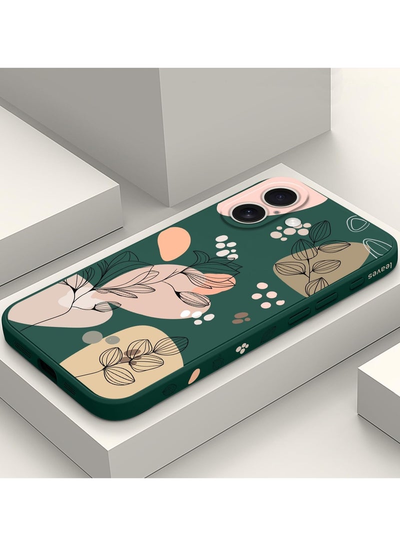 for iPhone 16 Plus Case Scratch Resistant Soft Slim Fit Floral Phone Cover for iPhone 16 Plus 6.7 inch-Morandi Green - Image 2