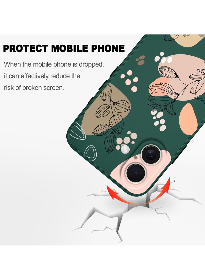 for iPhone 16 Plus Case Scratch Resistant Soft Slim Fit Floral Phone Cover for iPhone 16 Plus 6.7 inch-Morandi Green - Image 4