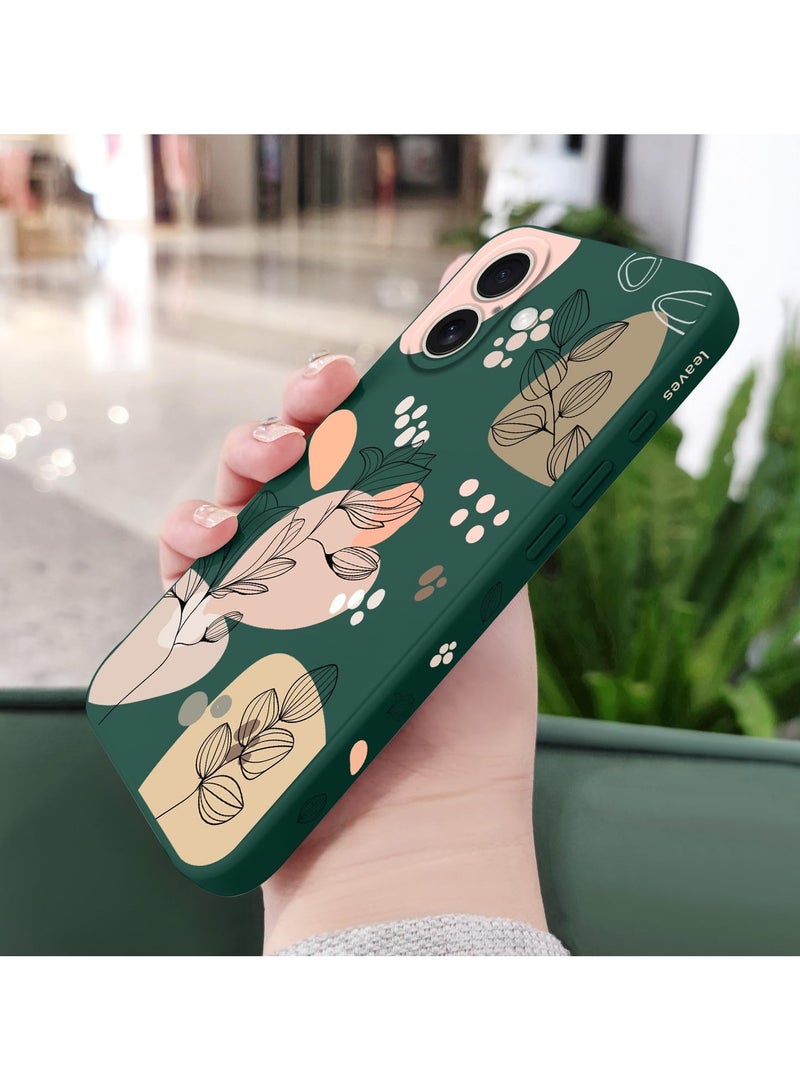 for iPhone 16 Plus Case Scratch Resistant Soft Slim Fit Floral Phone Cover for iPhone 16 Plus 6.7 inch-Morandi Green - Image 5