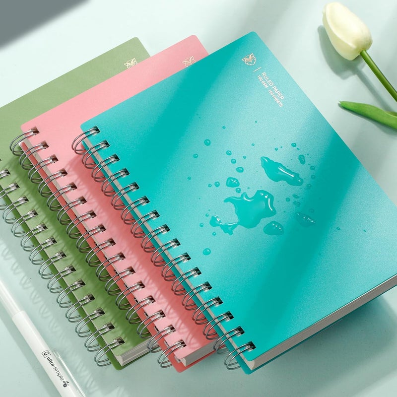 EMSHOI A5 Spiral Notebook College Ruled Lined Journal, Small 5.7" X 8.22", 300 Pages/150 Sheets, 100gsm Thick Paper, Waterproof Hardcover, for Office School Women Men Work Writing Notes-LightBlue - Image 5