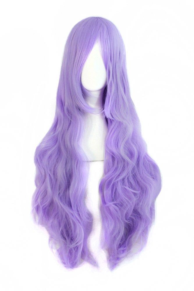 MapofBeauty 3280cm Fashion Long Curly Cosplay Wig Light Purple