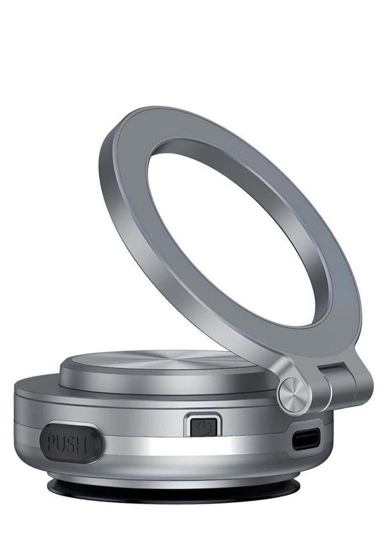 Magnetic Vacuum Suction Car Phone Holder Mount C1 - 360° Rotating for All Smooth Surfaces (Silver) - Image 1