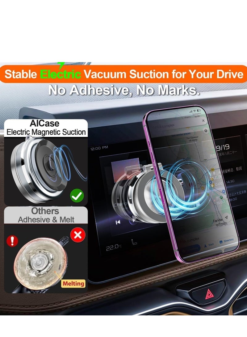 Magnetic Vacuum Suction Car Phone Holder Mount C1 - 360° Rotating for All Smooth Surfaces (Silver) - Image 2