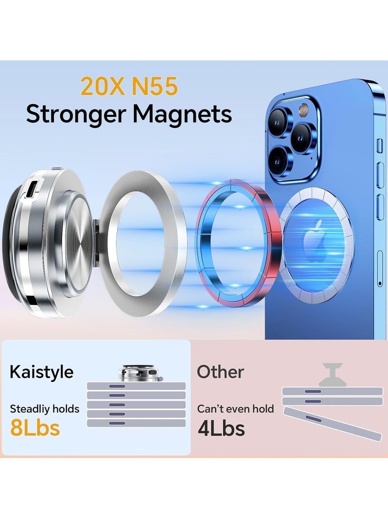 Magnetic Vacuum Suction Car Phone Holder Mount C1 - 360° Rotating for All Smooth Surfaces (Silver) - Image 3