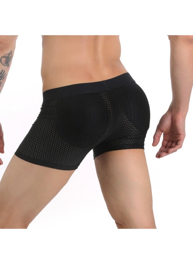 Men Butt Lifter Boxer Briefs, Mesh Breathable Padded Hip Enhancer Underwear with Removable Butt Pads - Image 3