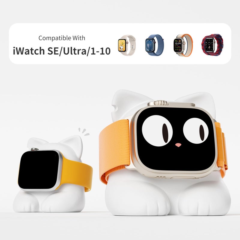 ELETIUO Charger Stand Compatible with Apple Watch Series 49/46/45/44/42/41/40/38mm iWatch Ultra2/Ultra/10/9/8/SE2/7/6/SE/5/4/3/2/1,Silicone Charging Dock Organizer Supports Night Stand Mode,White - Image 2
