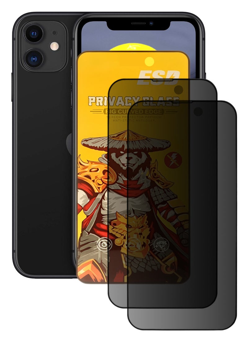 ESD 2 Pieces Tempered Dustproof Privacy Glass Screen Protector Compatible For iPhone 11  - Image 1