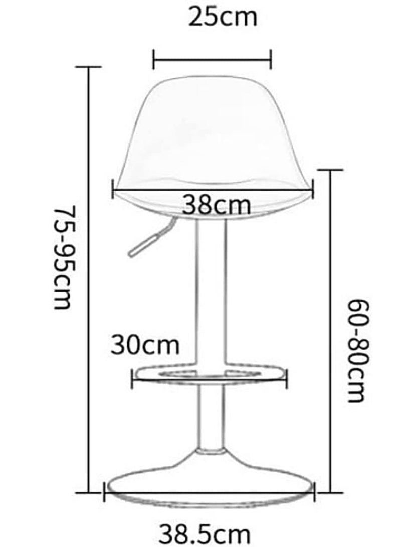 AL WADI FURNITURE مجموعة طاولات بار دائرية قابلة للتعديل من AWF AL WADI FURNITURE مكونة من 3 قطع من خشب MDF و2 كرسي بار بلاستيكي للمطبخ والمنزل ومقاعد بار من الجلد الصناعي مع مسند للقدمين ودوران 360 درجة مثالي للمساحات الصغيرة، باللون الأبيض  - Image 4
