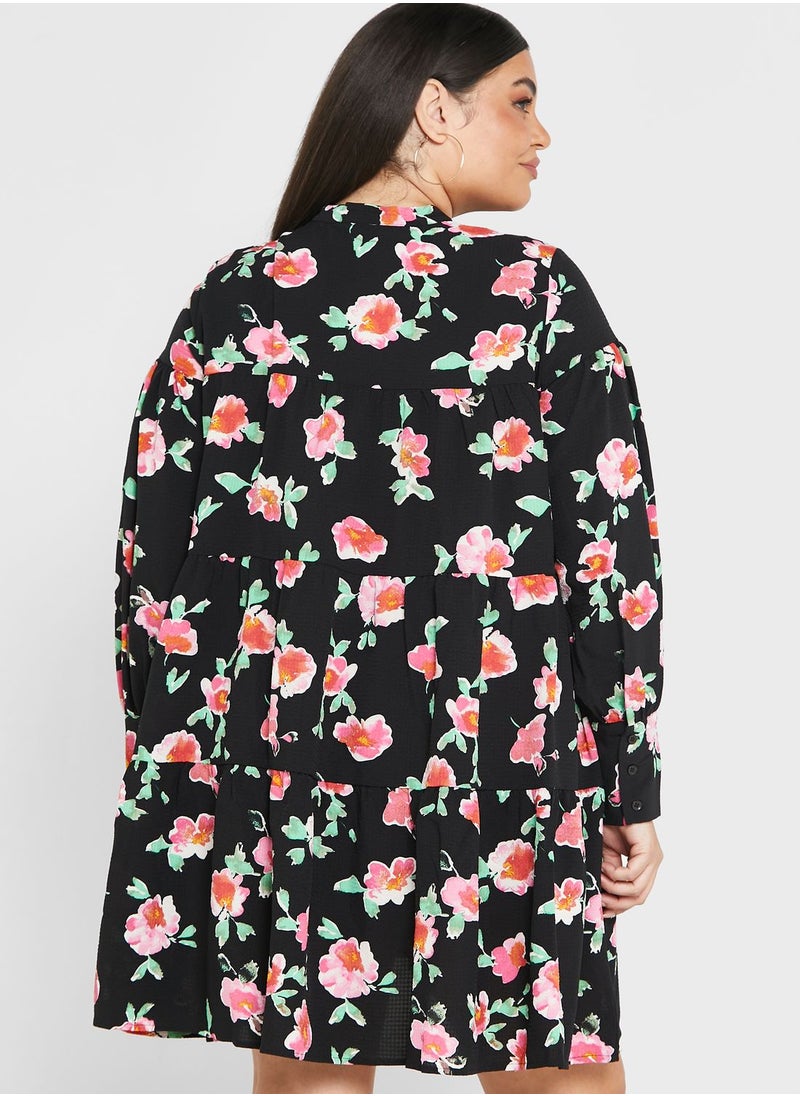 Vero Moda Curve Floral Print Button Detail Dress  - Image 2