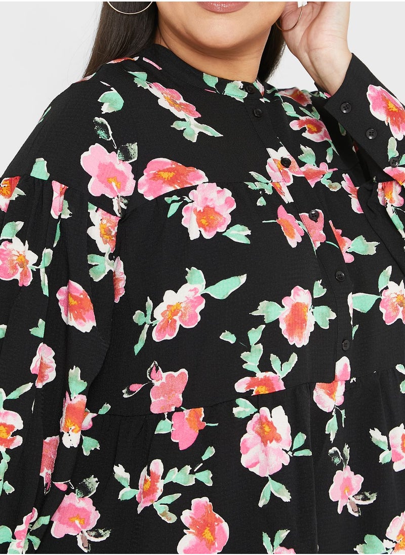 Vero Moda Curve Floral Print Button Detail Dress  - Image 3