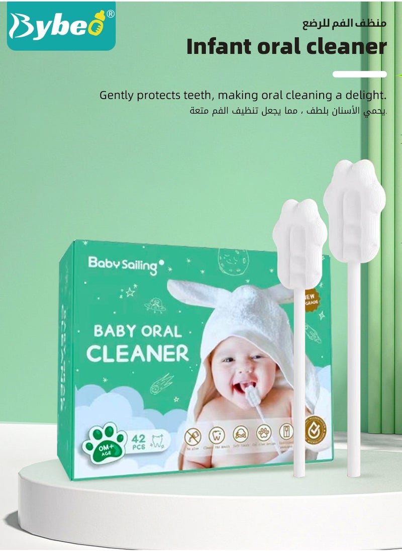 Bybeo 42PCS Baby Tongue Cleaner, Baby Oral Cleaner, Newborn Baby Toothbrush, Infant Toothbrush, Infant Tongue Cleaner, Gauze Gum Cleaner Oral Cleaning Stick Dental Care for 0-36 Month Baby, Disposable  - Image 2