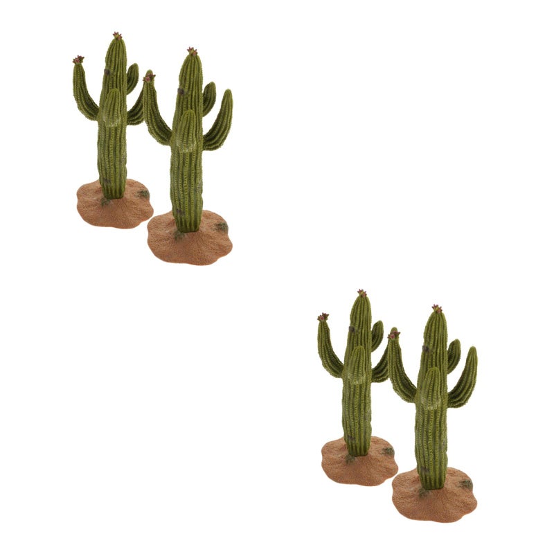4 pcs Artificial Cactus: Green Simulated Cacti - Fake Plants Sand Decor - Faux Sculpture Table Ornament Centerpieces For Office Home Hawaii Holiday - Image 1