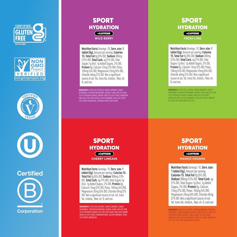 Nuun أقراص إلكتروليت نون الرياضية مع الكافيين من مستخلص الشاي الأخضر المغنيسيوم الكالسيوم البوتاسيوم الكلوريد الصوديوم خالية من الغلوتين نباتية نكهات مختلطة 4 عبوات 40 حصة إجمالية - Image 5