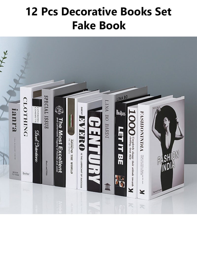Bukela - Decorative Books Set 12 Pcs Fashion Fake Book Modern Hardcover Decoration for Home Office Table Shelf - Image 1