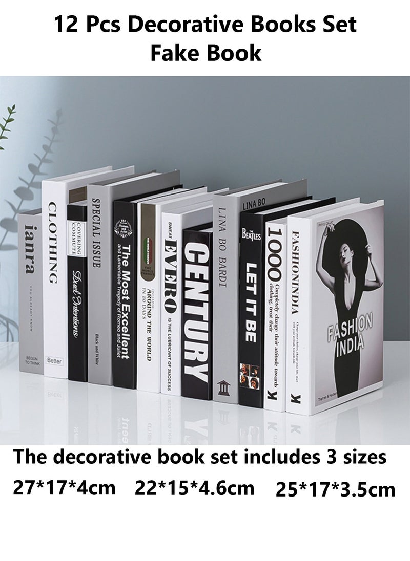 Bukela - Decorative Books Set 12 Pcs Fashion Fake Book Modern Hardcover Decoration for Home Office Table Shelf - Image 1