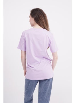 The Socks Company Skateboard Embroidered Crew Neck Lilac Unisex T-Shirt  - Image 3